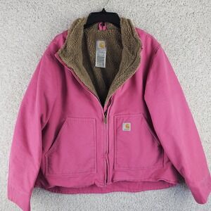 Vintage Carhartt Pink Jacket Sherpa Lined Full-Zip Women's XL WJ022 677